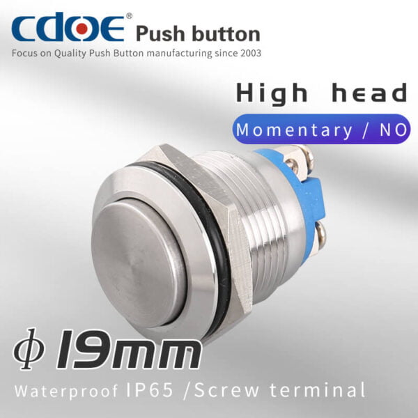 19mm Metal Buton Paslanmaz Çelik IP65 CD97S