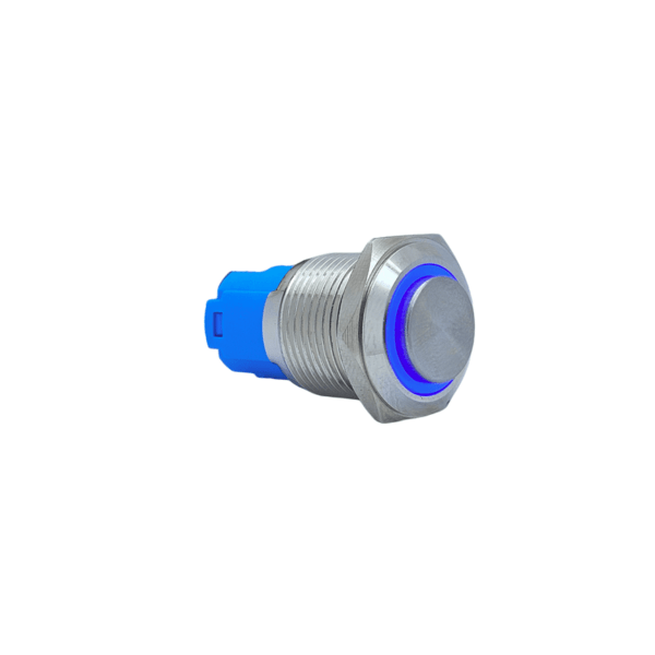 16MM METAL BUTON KALICILI 12-24V MAVİ LED 1NO/1NC