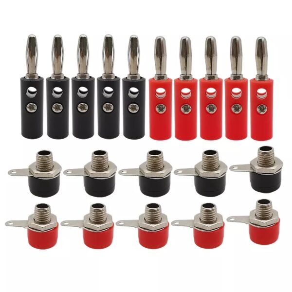 10 Takım Kırmızı Siyah 4mm Banan Jak Born Klemens Vidası Cx-02