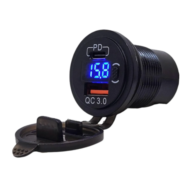 BE-266D-6 Pano Tip Voltmetreli 2'li Usb 3.0 + Type-C Butonlu