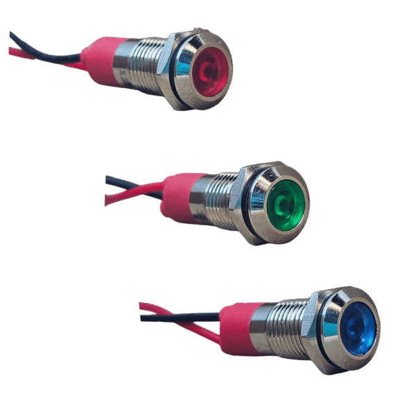 D8S 8mm Metal Kablolu Sinyal Lambası 12-24V