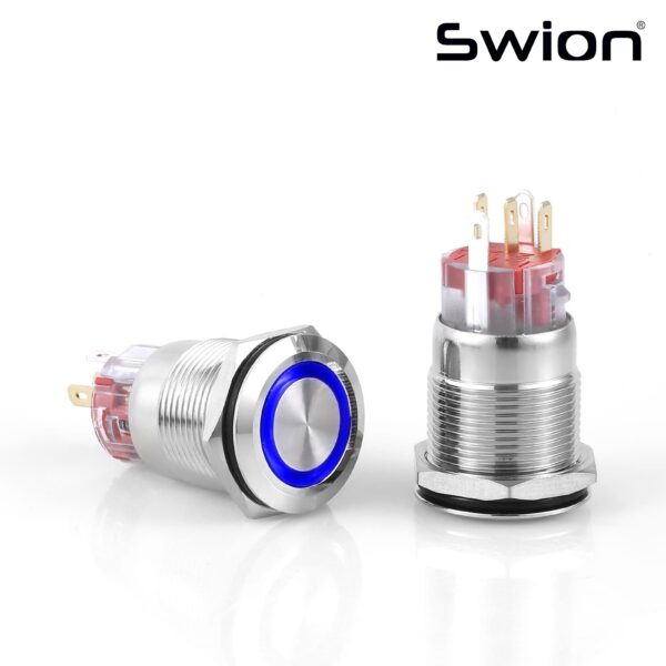 D57 | 19MM METAL YAYLI BUTON 12-24V MAVİ LED