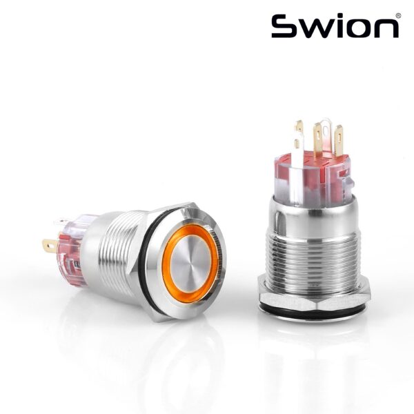 D82 | 19MM METAL YAYLI BUTON 12-24V TURUNCU LED