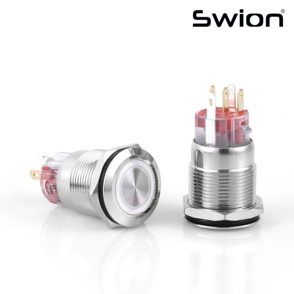 D59 | 19MM METAL YAYLI BUTON 12-24V BEYAZ LED