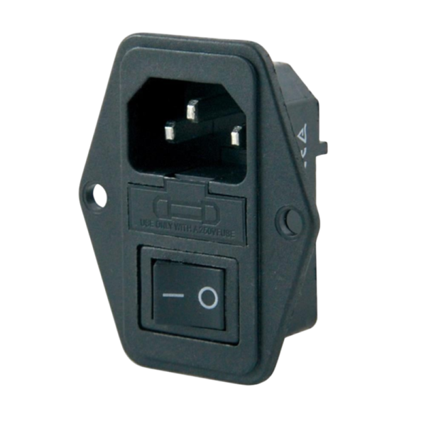 IC-214 C14 Power Soket Erkek Anahtarlı Fuseli Kulaklı AS-10E