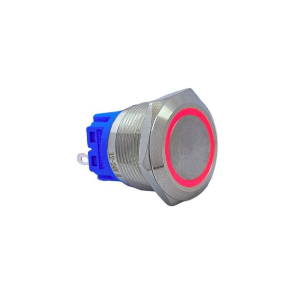 E72 22MM METAL BUTON KALICILI 12-24V KIRMIZI LED 1NO/1NC