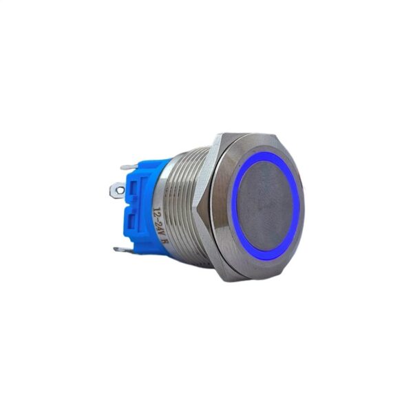 E74 22MM METAL BUTON KALICILI 12-24V MAVİ LED 1NO/1NC