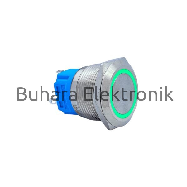 E70 22MM METAL BUTON YAYLI 12-24V YEŞİL LED 1NO/1NC