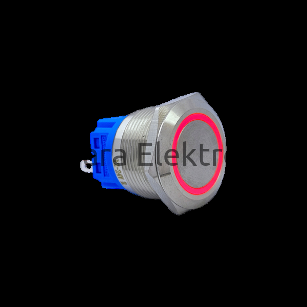 E69 22MM METAL BUTON YAYLI 12-24V KIRMIZI LED 1NO/1NC
